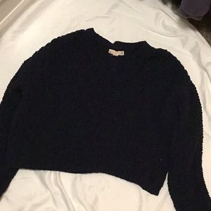 Aesthetic dark dark blue cropped knitted sweater